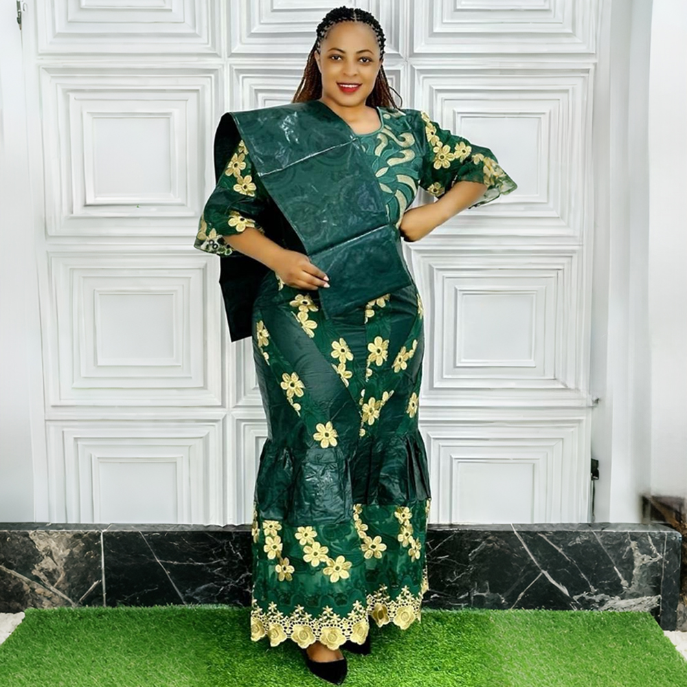 Robes longues de soirée africaines grande taille pour femmes 2026 – Nouvelle collection de robes de luxe brodées en Bazin, tenues élégantes pour mariages musulmans et soirées