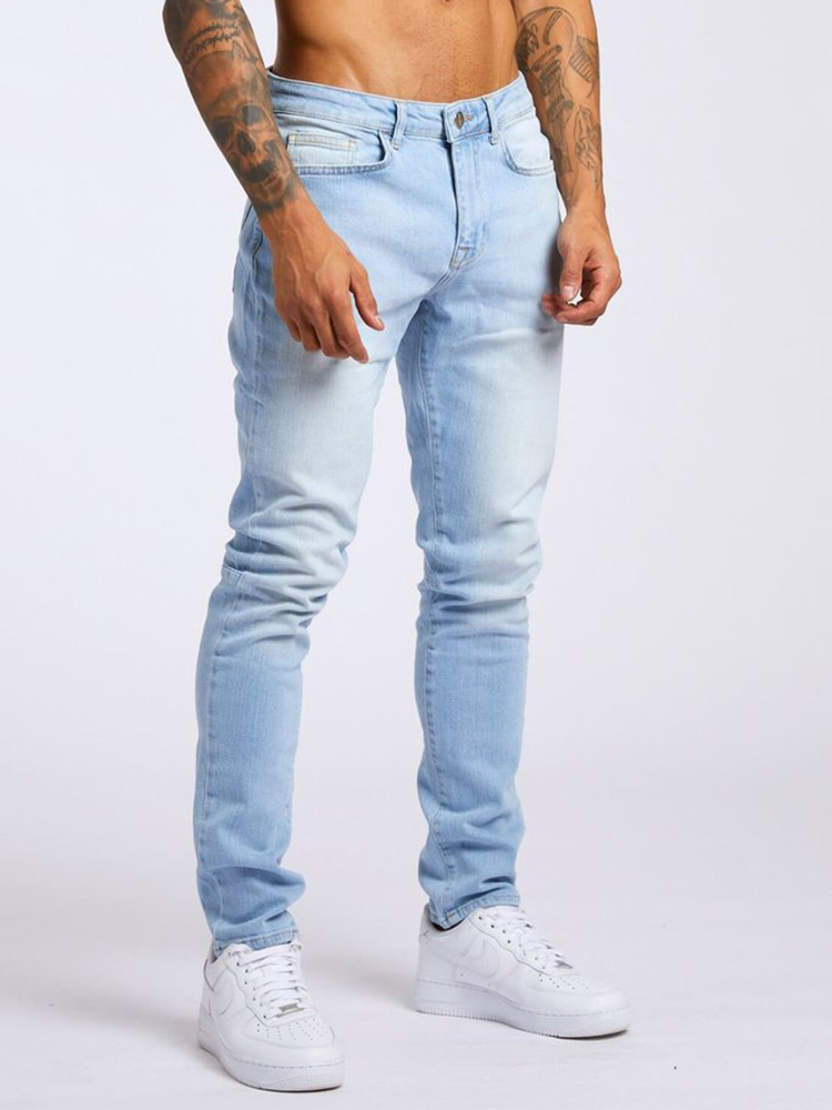 Jeans pour hommes élastique maigre couleur unie Stretch crayon pantalon coupe ajustée Denim jean Jogging Streetwear Cowboy pantalon décontracté noir