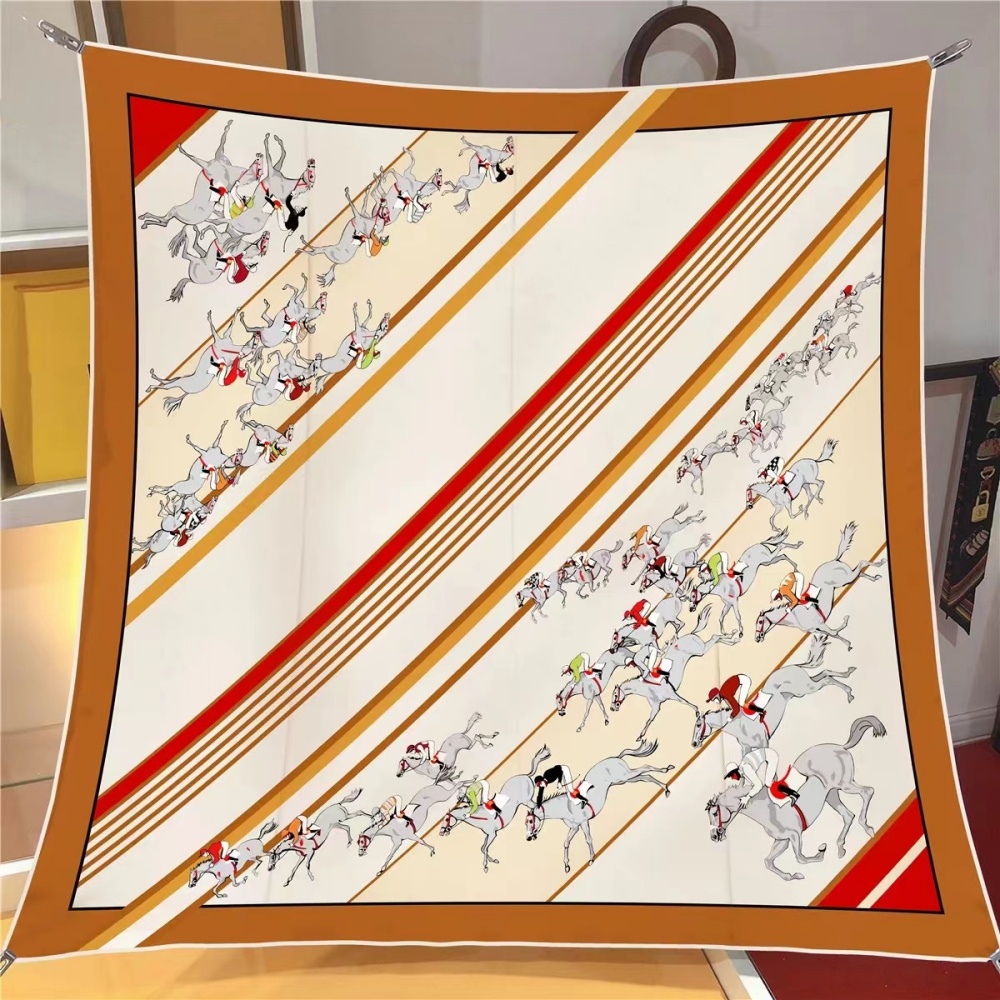 Injplanchers f-Foulards carrés College de course de chevaux pour femmes, écharpes de tête, enveloppes de plage, châle bandana, hijabs pour dames, 90cm