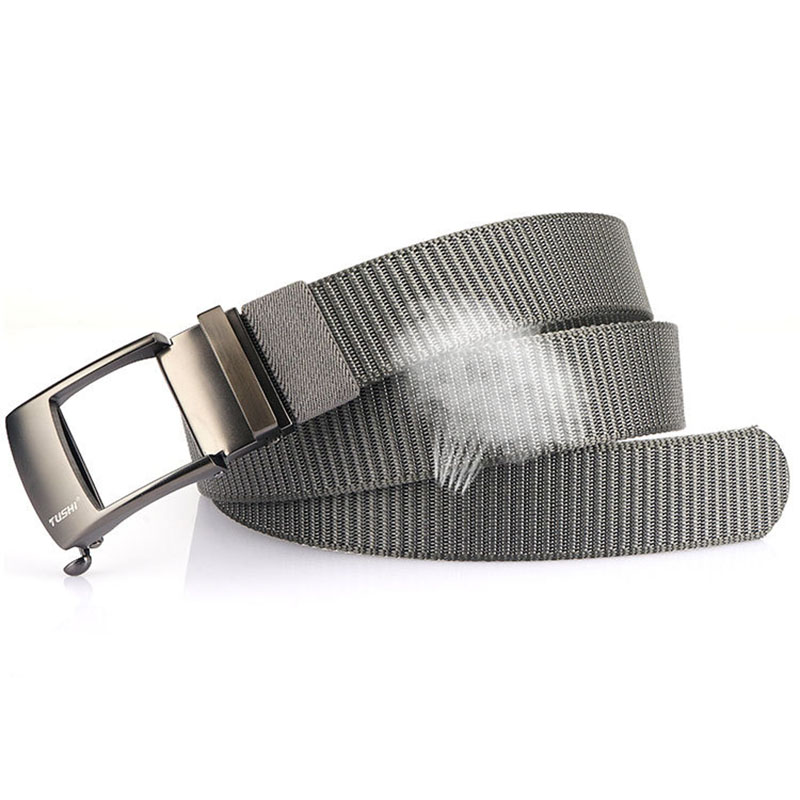 TUSHI – ceinture à boucle automatique en Nylon pour hommes, outillage d'extérieur, jean, couleur unie, toile, haute qualité, ceinture tactique décontractée
