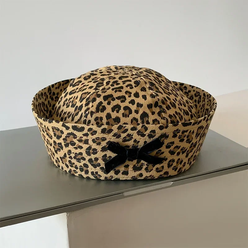 Japonais mignon marin chapeau arc bleu bord chapeau femme YK2 Version coréenne tout-match grande tête bassin chapeau marine béret casquette femmes
