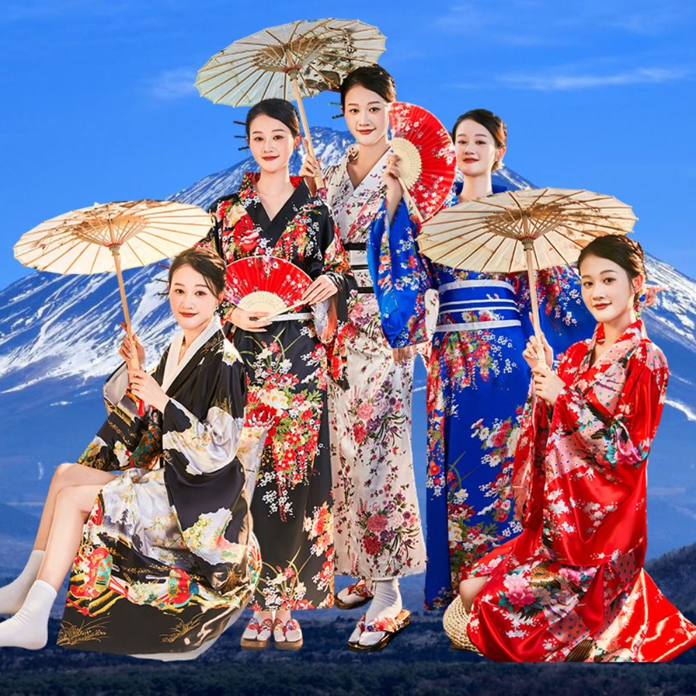 Costume de cosplay, kimono japonais traditionnel imprimé de fleurs, style japonais, robe kimono Sakura pour fille, élégance asiatique