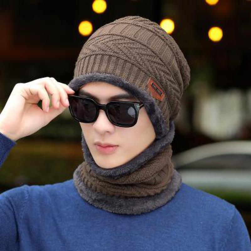 COKK – Bonnet d'hiver en laine épaisse pour homme et femme, Bonnet tricoté, écharpe, cagoule, masque, Gorras