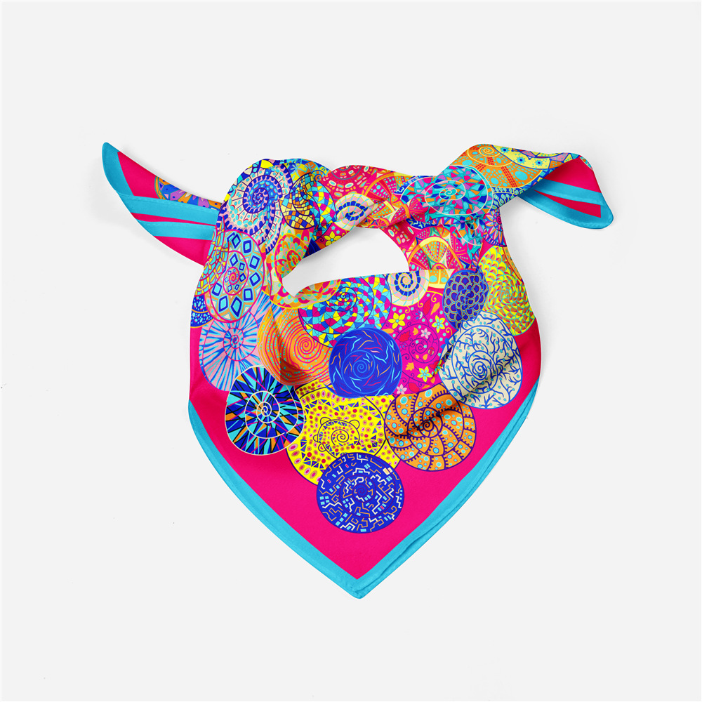 Foulard carré imprimé escargot pour femme, bandana, bande de sauna, hijab, foulard de la présidence pour dames, design de luxe, marque de mode, 53cm, 2024