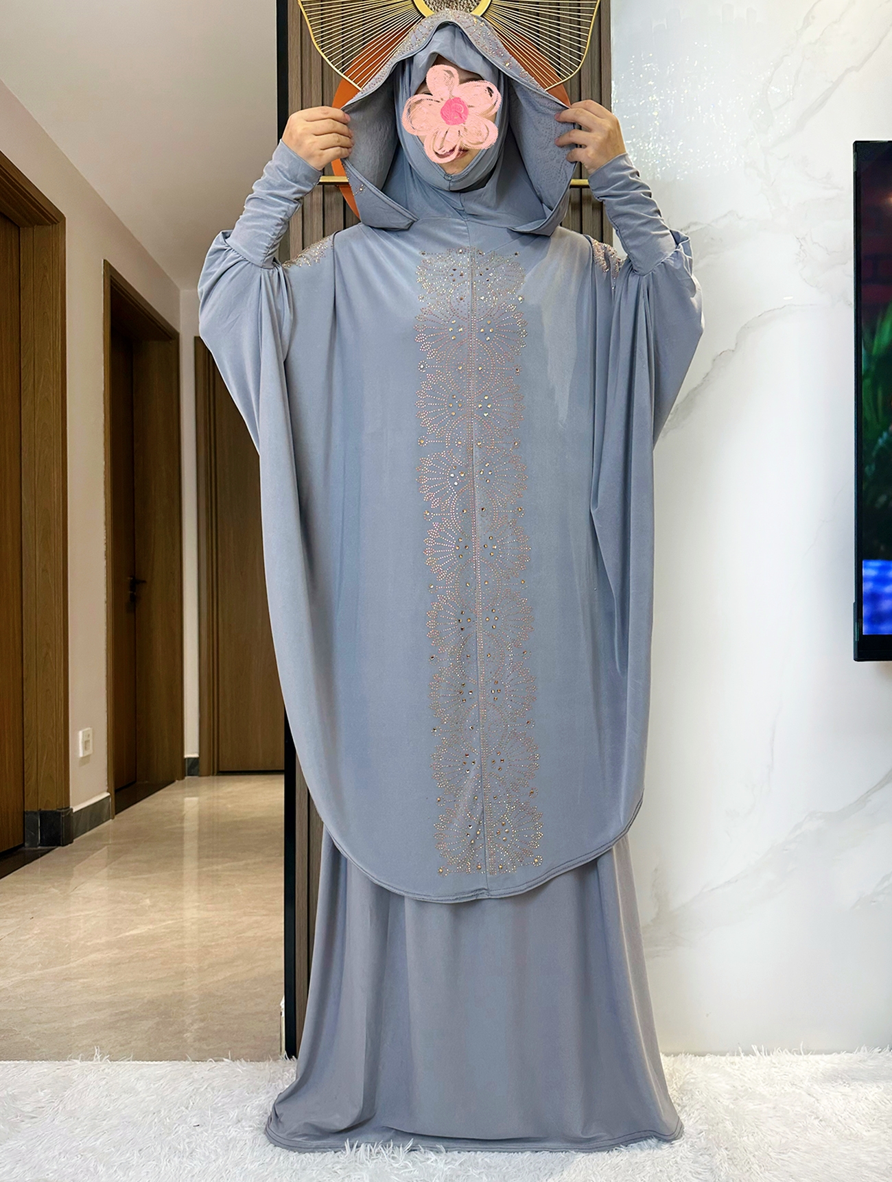 Ensemble de vêtement de prière musulman pour femmes, robe Abaya, Hijab, longue jupe tiens imar, Ramadan islamique, Jilbab solide, nouveau, 2 pièces