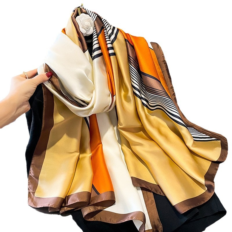 Foulard en soie de haute qualité pour femmes, couvre-chef quatre saisons, Hijab, Bandana de luxe, 90x180cm