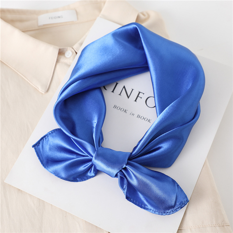 InjFlag-Foulard Carré en Satin pour Femme, Couleur Unie, Petit Châle, Bandana, 60x60cm