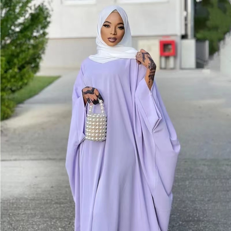 Robe Abaya Musulmane Chauve-Souris pour Femme, Kimono, Hijab, pour Prière de l'Aïd, Cérémonie Traditionnelle, Dubaï