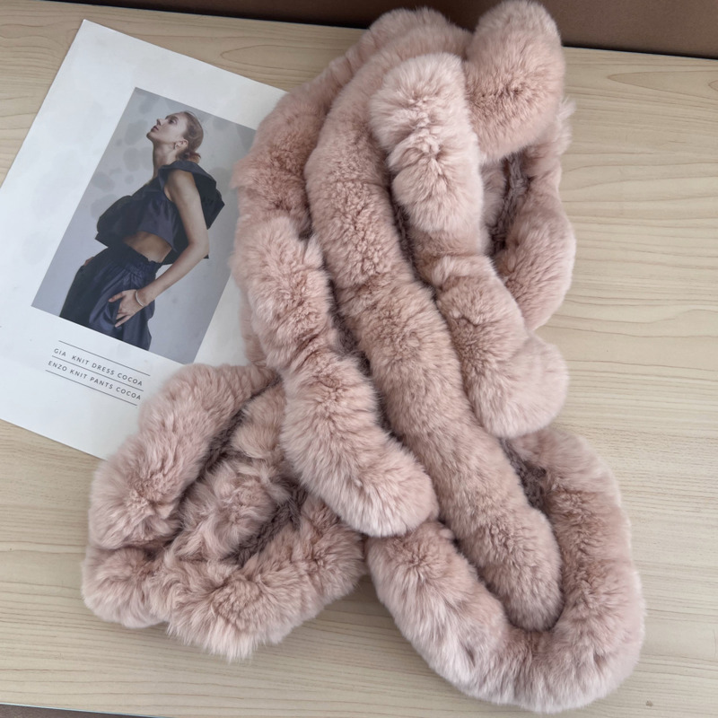 Écharpe en véritable fourrure de lapin Rex pour femmes, écharpe d'hiver en fourrure tricotée élastique pour filles, écharpes chaudes et tendance en fourrure naturelle, chauffe-cou pour dames.