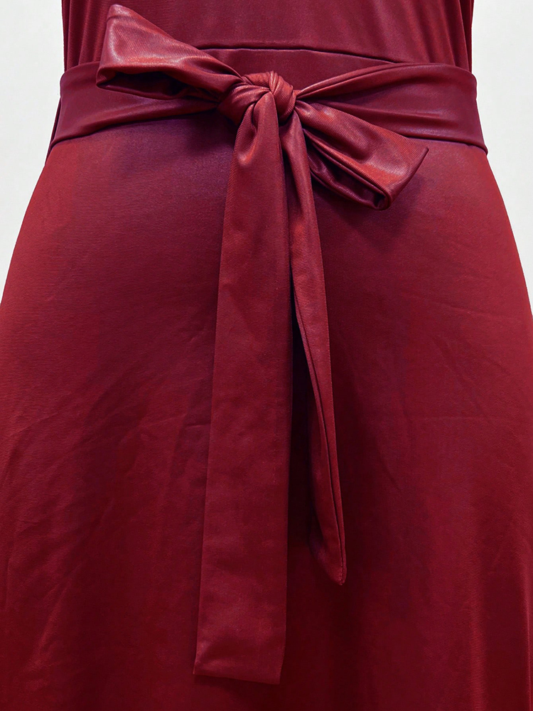 Robe d'été classique moulante à lacets, couleur unie, boutons enveloppants, mi-longue, robes courtes élégantes pour femmes, vêtements pour femmes, 2025