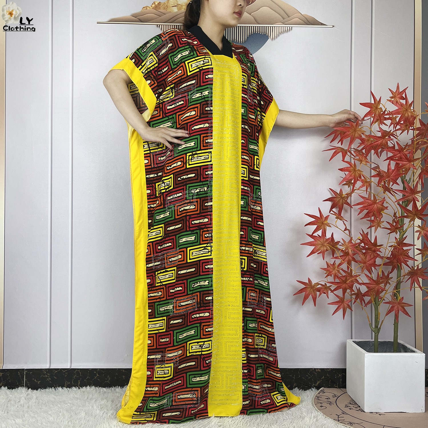 Robe en coton pour femmes musulmanes avec grande écharpe, robe d'été à manches courtes, Dashiki africain, vêtements Abaya, nouveau, 2024