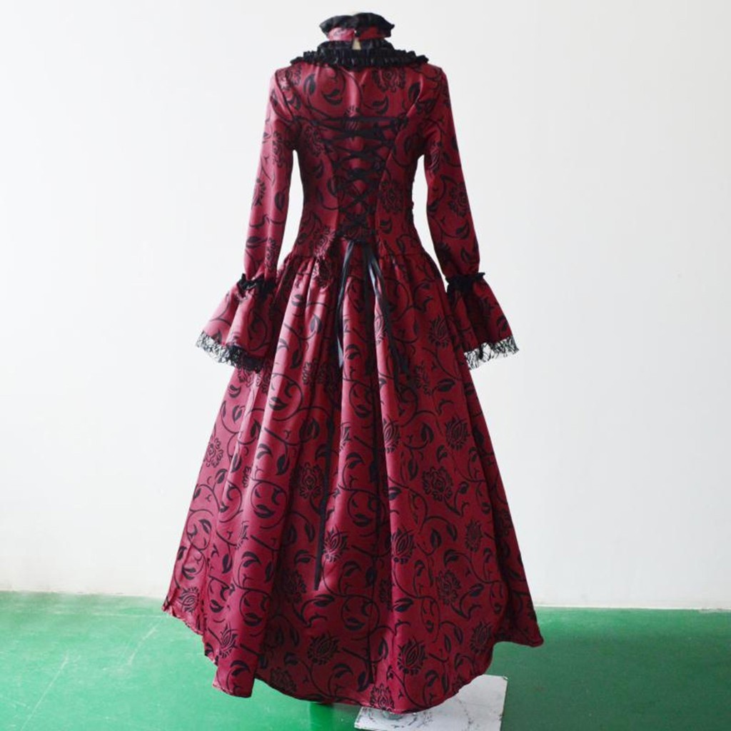 Robe gothique Vintage exquise pour femmes, rétro, imprimé Floral, robes de bal, robe de cour de la Renaissance médiévale, Costume d'halloween