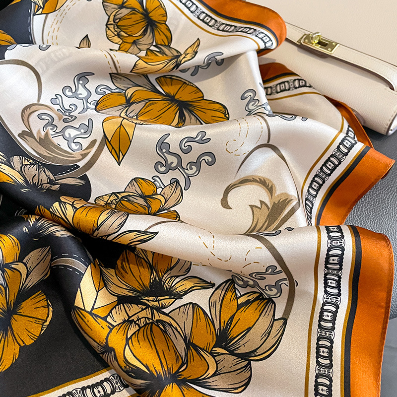 Marque de Luxe 2027 Écharpe 100% Soie Bandana Femme Foulards Carrés Élégants Bandeau de Mode Hijab Châles Foulard Bandeau