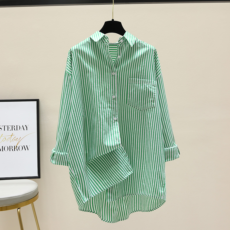 Chemise rayée femmes chemises été automne mode femme bureau dame chemisier ample à manches longues Protection solaire hauts chemises décontractées