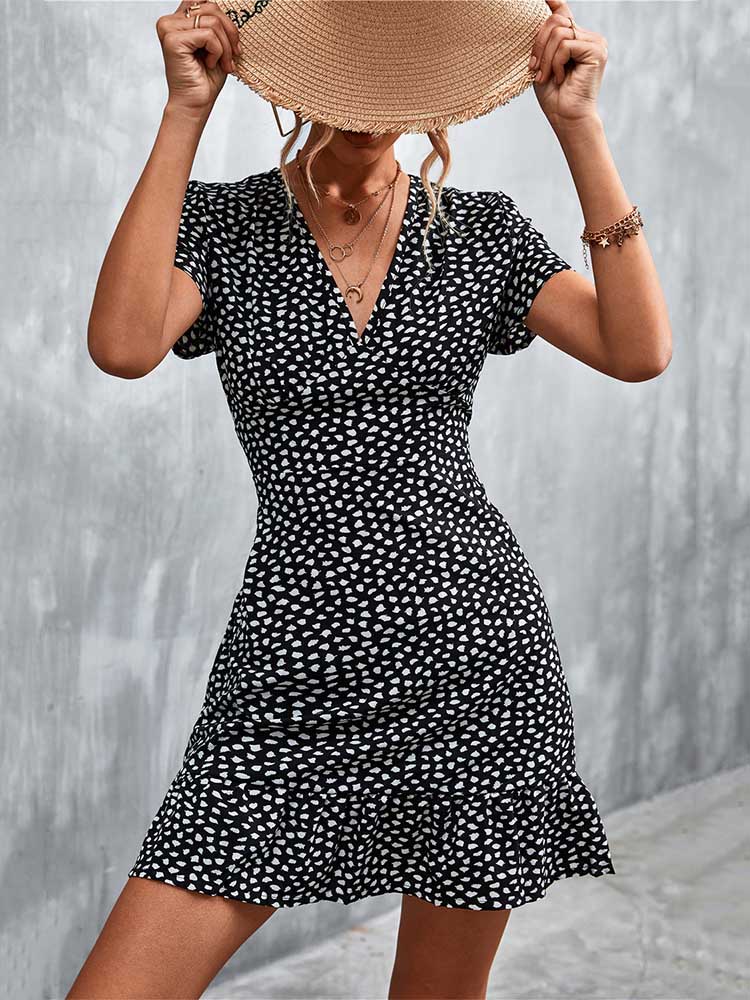 Robe d'été courte style Boho pour femmes, col en V, imprimé Floral, robe de soirée, Mini robe bohème à fleurs pour femmes