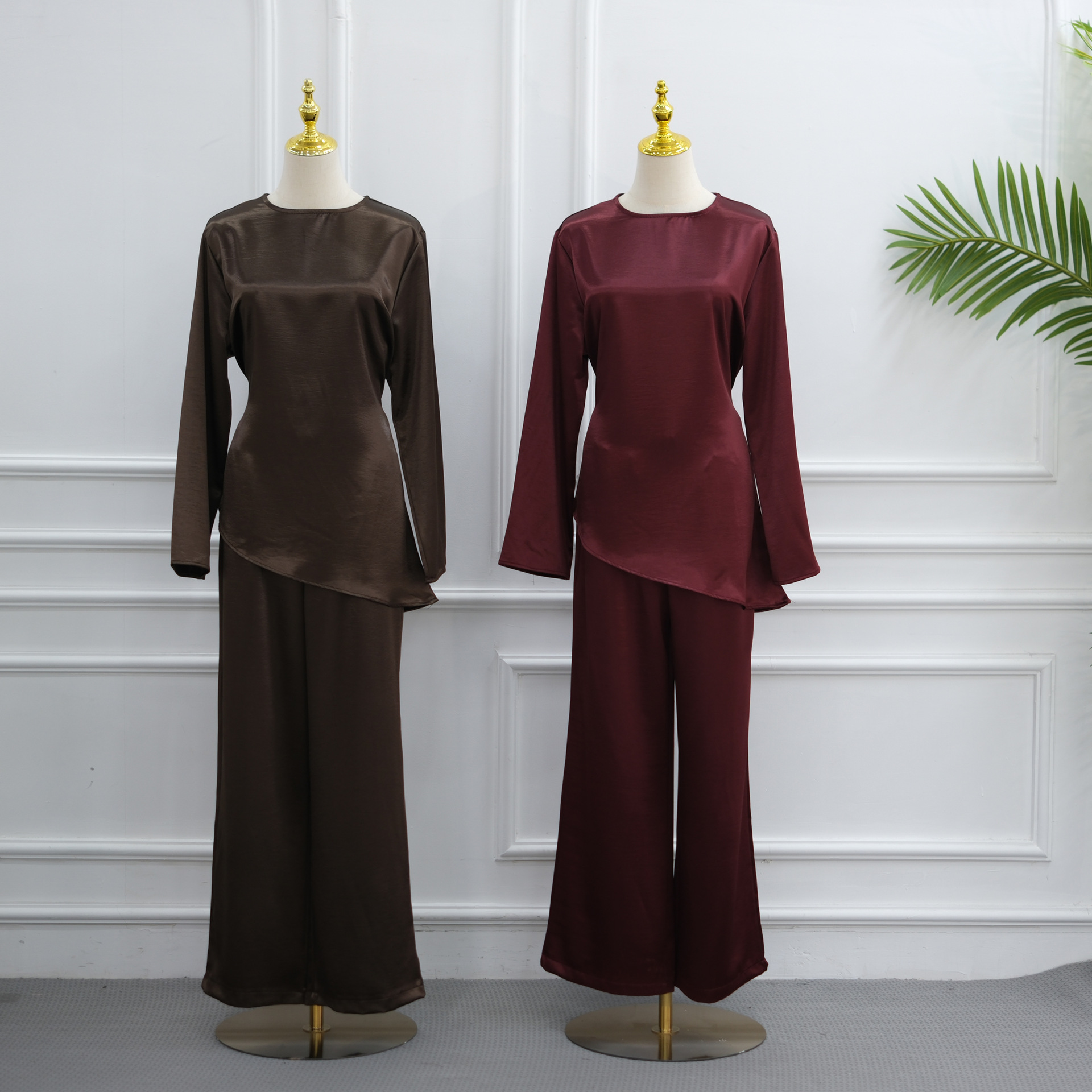 Ensemble 2 pièces pour femme : Blouse et pantalon large, tenue musulmane Eid, haut et pantalon, Ramadan, Maroc, tenues à lacets, Dubaï, Islam, ensemble décontracté