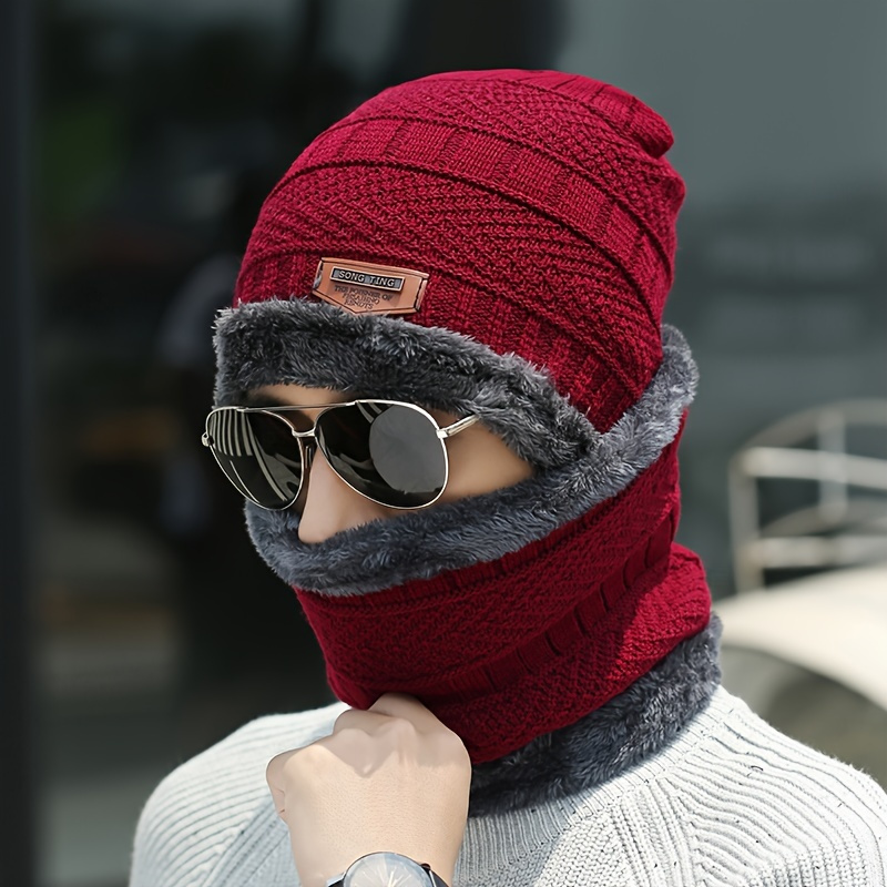 Chapeau et écharpe d'hiver en tissu épais, 2 pièces, coupe-vent, chaud et élégant pour les activités de plein air, idée cadeau parfaite