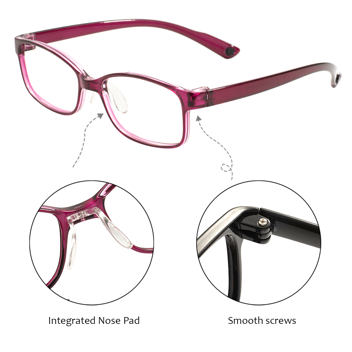 Petites lunettes rectangulaires TR90 pour hommes et femmes, monture en plastique transparent, verres pour contrevenants optiques, à la mode