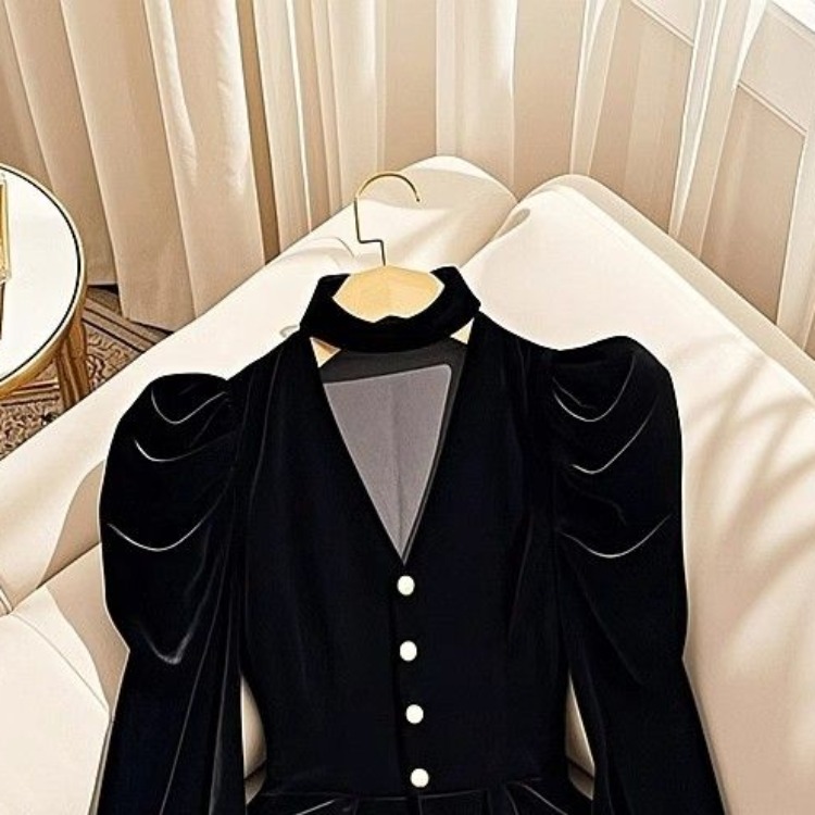 Chemise à manches longues en velours noir pour femmes Y2k taille mince col en v Blusas Mujer 2026 début du printemps nouveaux chemisiers à simple boutonnage