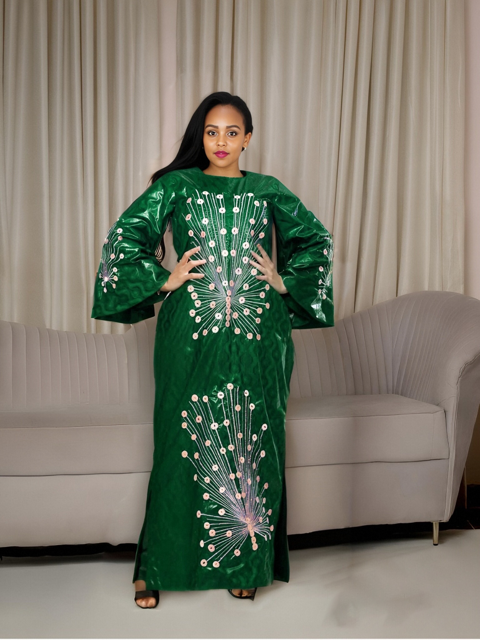 Robes africaines pour femmes, luxe, tissu boubou, broderie riche et élégante
