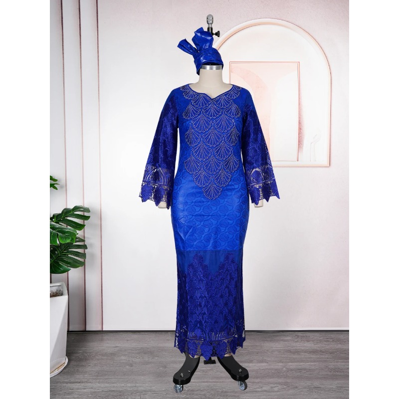 Robes longues de soirée africaines grande taille pour femmes 2026 – Nouvelle collection de robes de luxe brodées Bazin, tenues élégantes pour mariages musulmans et soirées