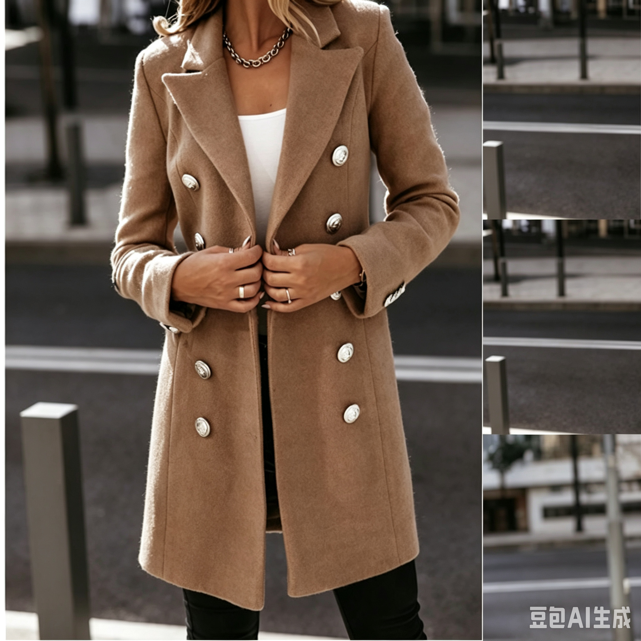 Manteau long en laine pour femme 2026, col tailleur, double boutonnage, chaud, automne-hiver, vêtements pour femme