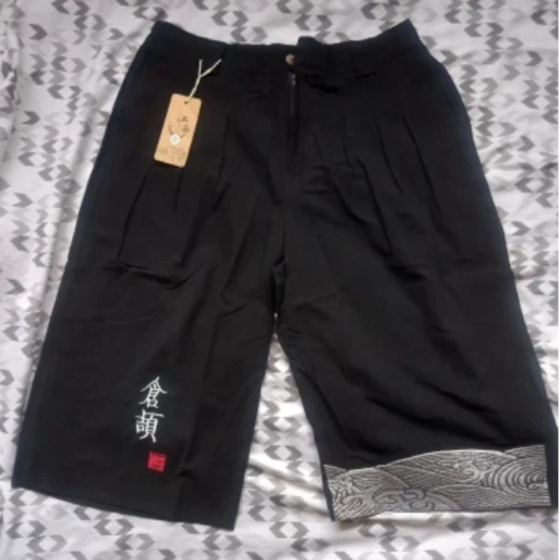 Pantalon traditionnel japonais pour homme, vêtement asiatique, pantalon de bain décontracté ample, style japonais Yukata, pantalon court en lin