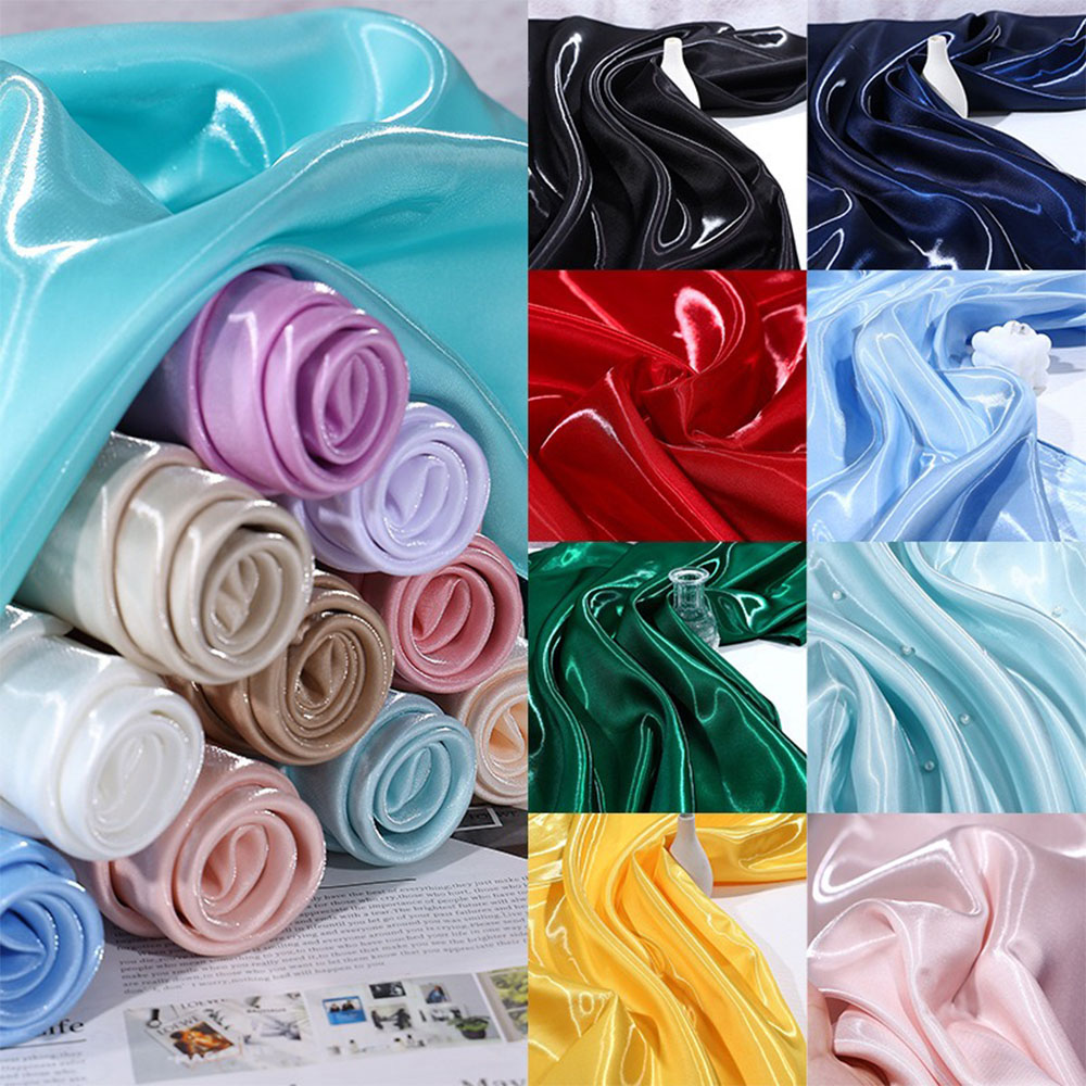 Tissu en Satin liquide brillant 50x150cm, soie cristal métallique pour bricolage, couture de robe pour femmes, Costume, draperie, Textiles de maison
