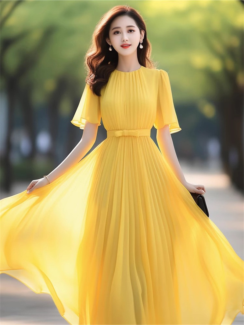 2025 été en mousseline de soie Chic bal de mariage robe mi-longue femmes élégant décontracté bohème plage vacances robe coréenne moulante fête robes