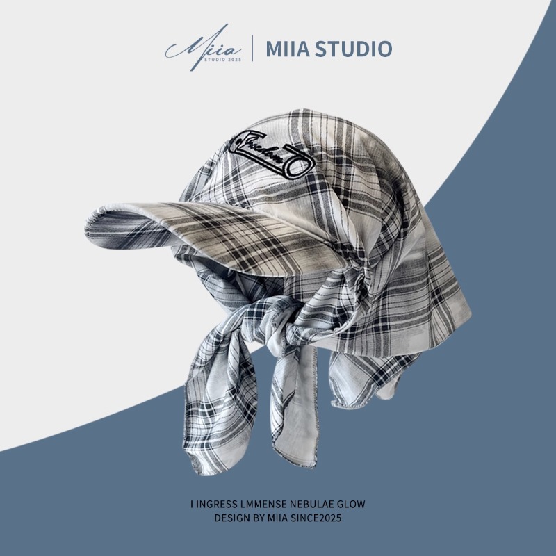 Mode coréenne couleur correspondant Plaid foulard casquettes hommes été tendance crème solaire personnalisé lettre broderie chapeaux de soleil pour les femmes