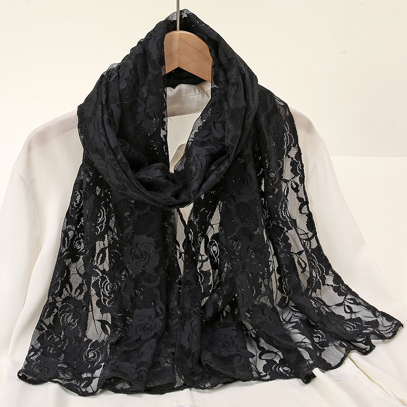 Écharpe en dentelle rose pour femme, longue serviette, hijab musulman, châles, enveloppes longues, voyage, été, protection solaire, rayons UV, cape dames, turban élégant