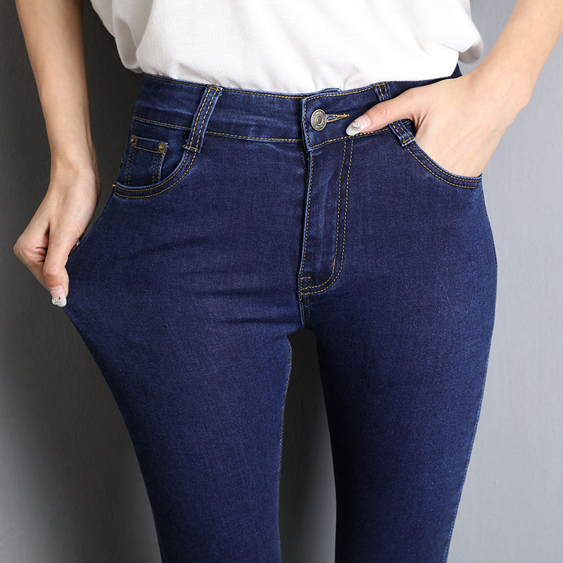 Jean pour femme maman jean bleu gris noir femme haute élastique Stretch jean femme lavé Denim maigre crayon pantalon