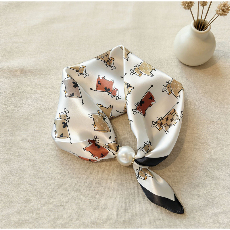 Écharpes fines en soie perlée avec boucle magnétique, foulard paresseux pour femmes et filles, élégant et délicat, avec pendentif pour clavicule, accessoires de cou et châle