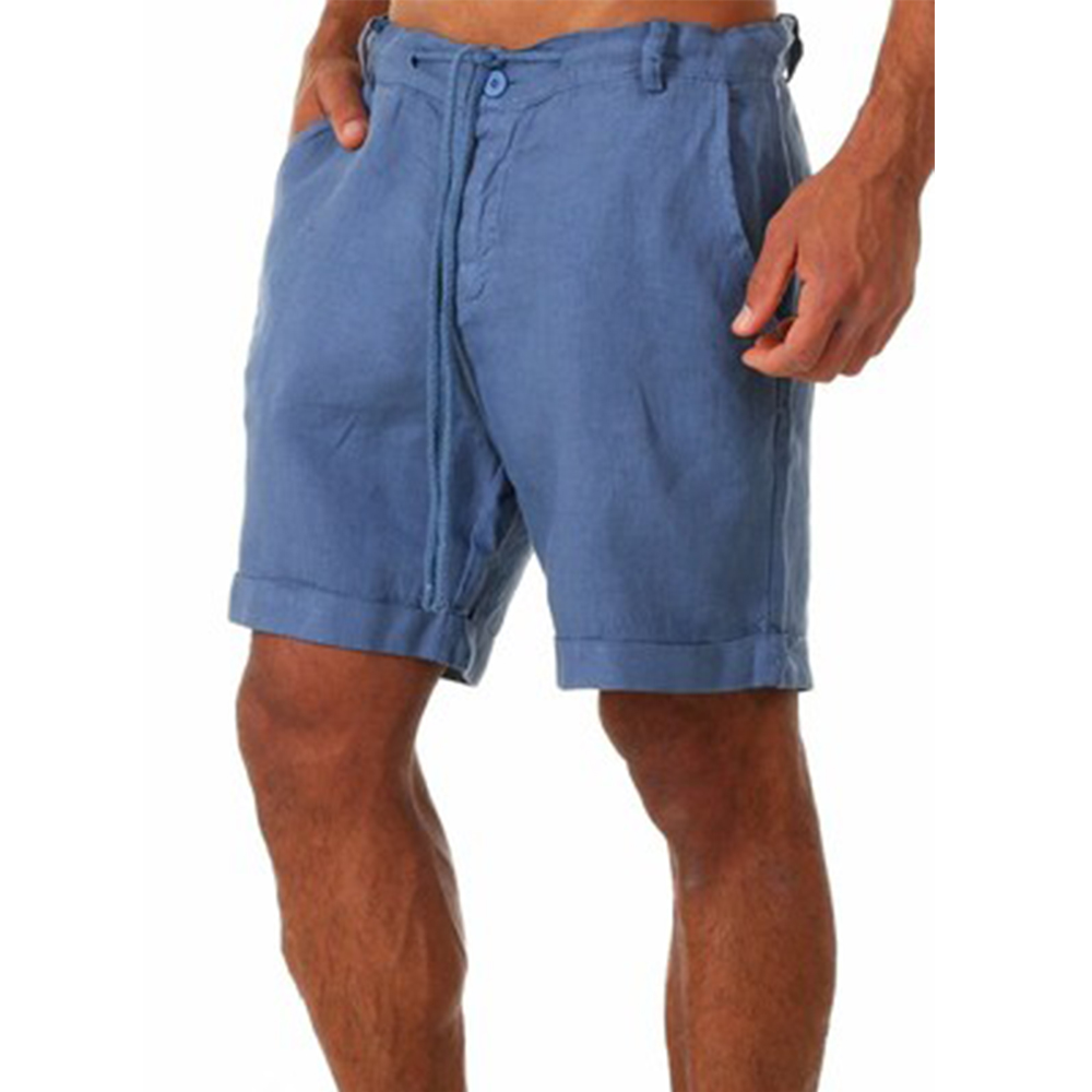 KB nouveaux hommes coton lin shorts pantalons mâle été respirant couleur unie lin pantalon Fitness Streetwear S-4XL