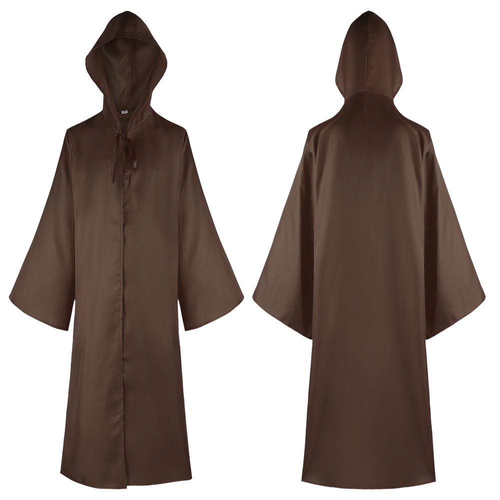 Robe médiévale à capuche moine prêtre Robe garçon Halloween enfants adulte Cosplay Costume noir blanc Cape magicien tunique Cape pour hommes