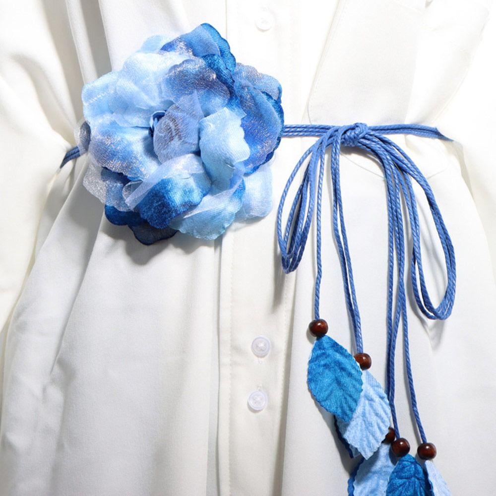 Ceinture longue tressée à pampilles pour femmes, ceinture fine, ceinture nouée décontractée, élégante, faite à la main, grande fleur décorative, robes JOFor Lady