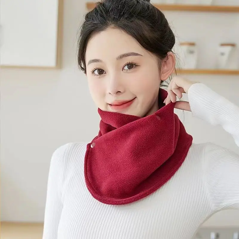 Écharpe polaire d'hiver pour femme, écharpe chaude et résistante au froid, à la mode, pour l'extérieur, couleur unie, 2023