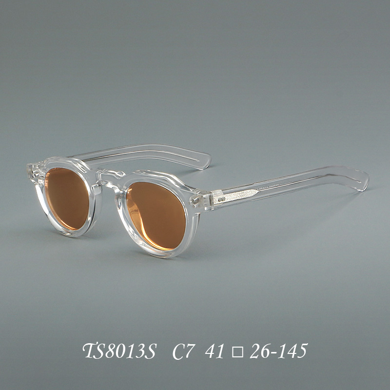 Chic rétro Rivet petit rond acétate lunettes de soleil polarisées femmes hommes Premium ovale blanc écaille de tortue Orange vert nuances de soleil