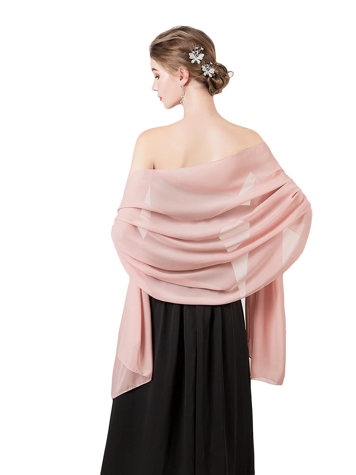 Châle en mousseline de soie Transparent pour femmes, élégant, doux, soyeux, respirant, léger, accessoire de mariage, robe de soirée de demoiselle d'honneur