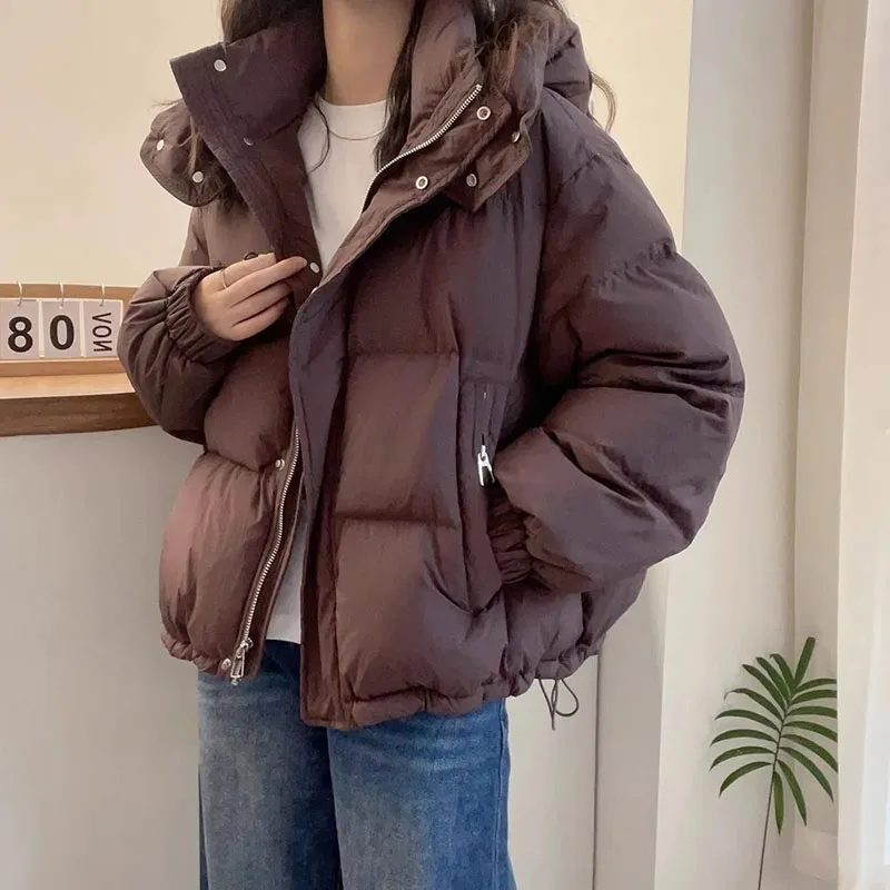 Parka tendance pour femme, style coréen, nouvelle collection automne-hiver 2026, coupe ample, à capuche, chaude et épaisse, en coton rembourré, manteau court pour femme
