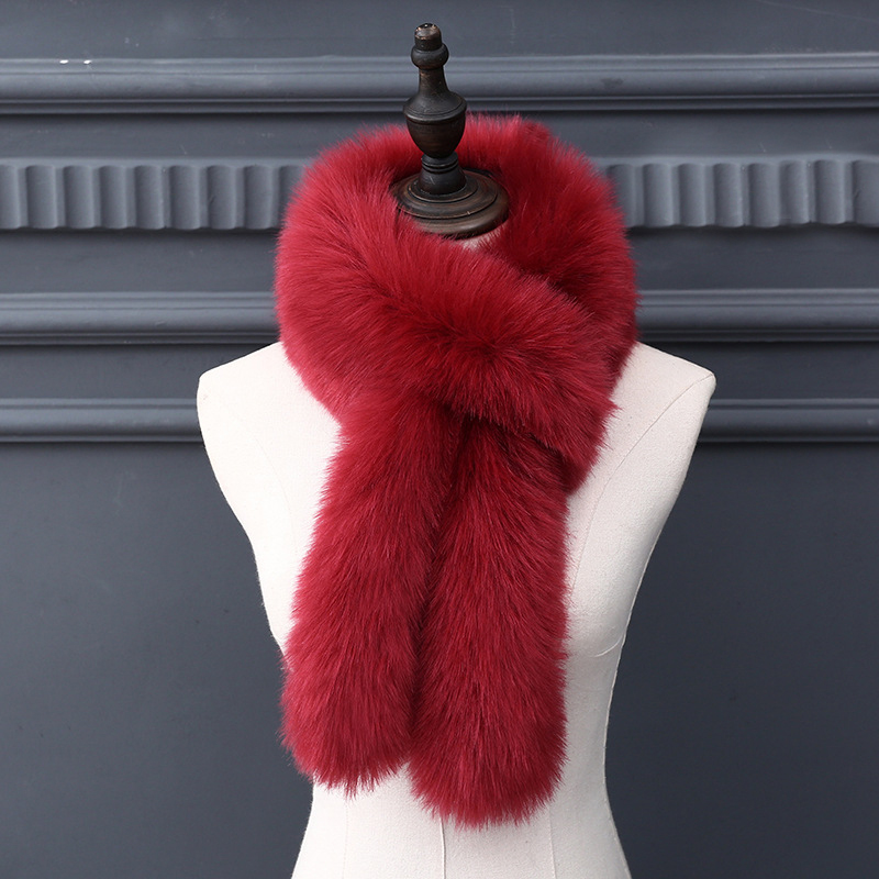 Écharpe en fourrure d'hiver pour femmes, écharpe en peluche moelleuse, couleur unie, foulard épais pour l'extérieur, étole