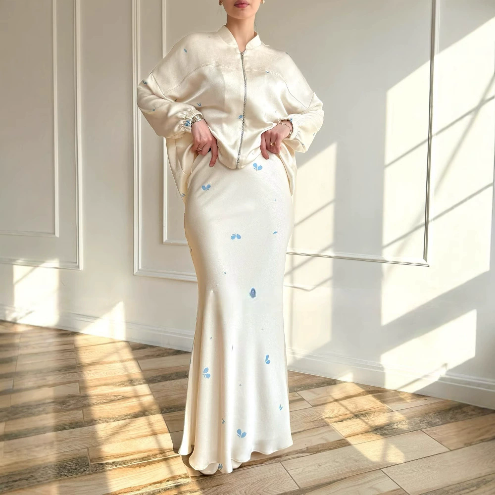 Ensemble deux pièces pour femmes musulmanes Eid, chemisiers solides, jupes à jambes larges, Ramadan marocain, Kaftan de dubaï, costume ample et modeste