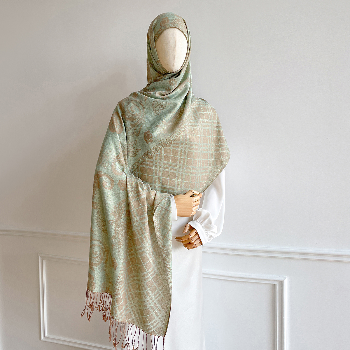 Femmes Paisley écharpe cachemire sentiment Pashmina châles gland Hijab bandeau Femme hiver foulards Foulard Bufanda 2025
