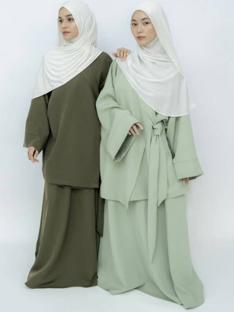 Ensemble Deux Pièces pour Femme Musulmane, Kaftan Islamique, Jupe en Y à Lacets, Maroc, Abaya, Turquie, Ramadan, Tenues Modestes