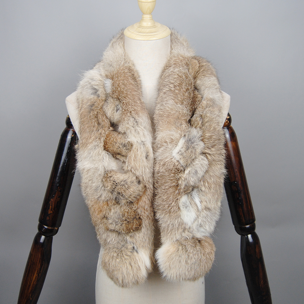 Écharpe d'hiver de luxe en vraie fourrure de lapin naturelle, écharpe chaude, à la mode, en peluche douce et épaisse, châle pour adultes, enfants, femmes et filles