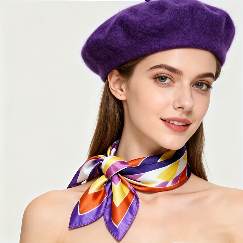 Ensemble chapeau et écharpe pour femme, 2 pièces, pour l'automne et l'hiver, béret pour femme avec nœud papillon, petit foulard carré, adapté aux chapeaux décoratifs pour femme