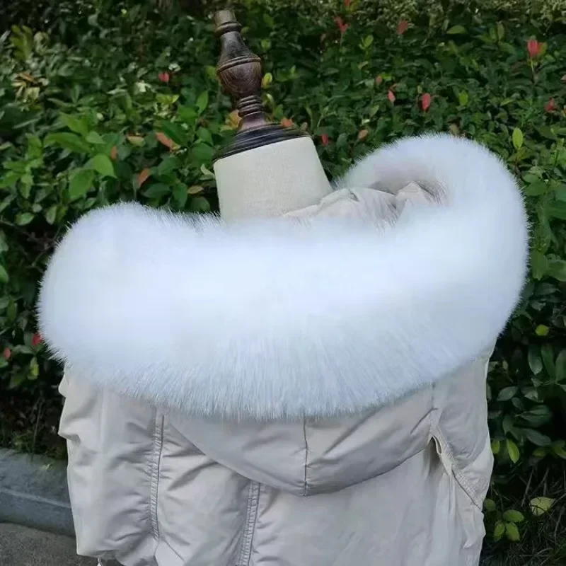 Hiver femmes fausse fourrure de renard col châle fourrure col manteau capuche décor fausse écharpe Parkas manteau col foulards
