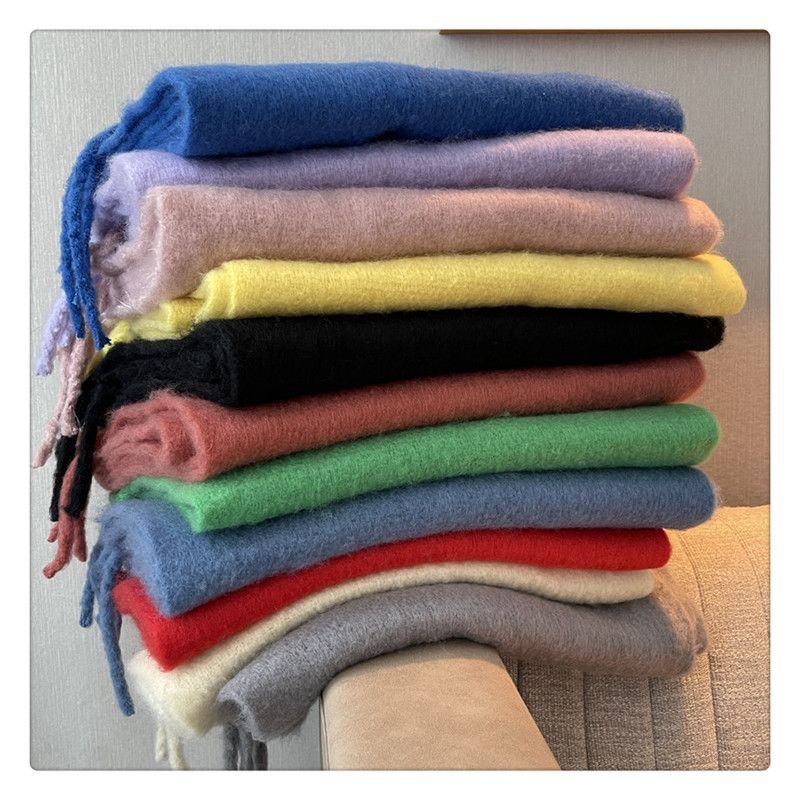 Écharpe Mohair pour Femme, Châle Rond en Viscose, Longue, Épaisse et Chaude, Tresse Grossière, Nouvelle Collection Hiver