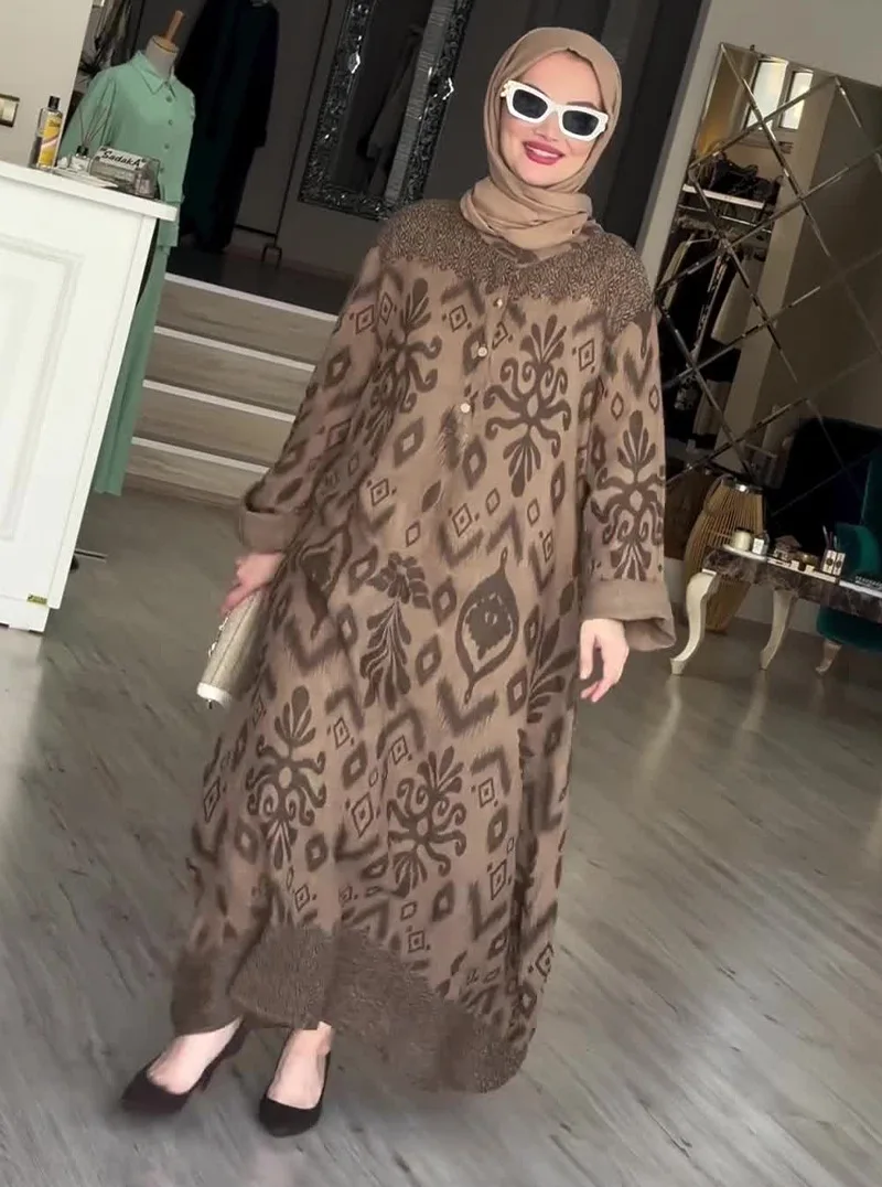 Ramadan Eid femmes musulmanes Robe imprimée Jalabiya arabe longue Robe Abaya dubaï saoudien robes maroc caftan Abayas robes modestes