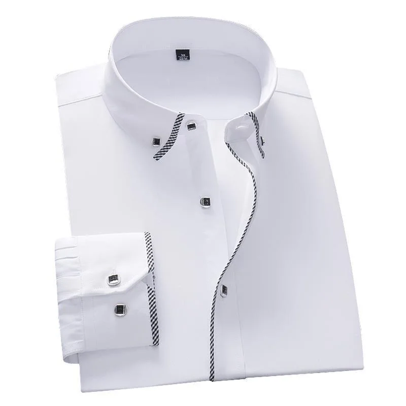 Chemise blanche à manches longues pour hommes, tenue de bureau et d'affaires, boutonnée, décontractée, mode coréenne, Slim Fit 5XL 6XL 7XL 8XL